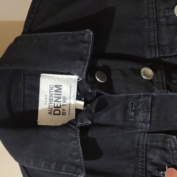 ZARA TRF Authentic Denim Black Cropped Jean Jacket - Picture 2 of 4